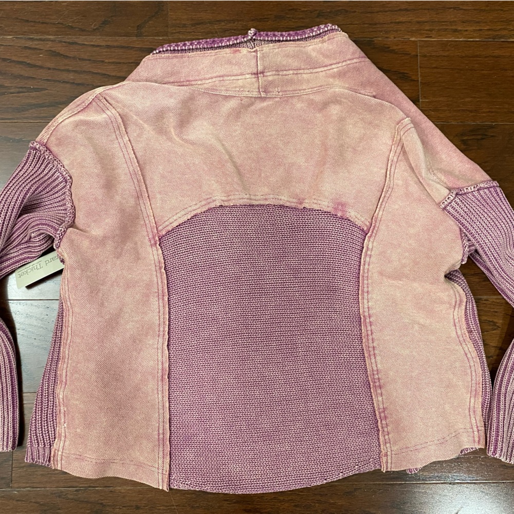 NWT Purple Two Toned Anna Grace Crochet Chunky Cardigan Sweater Bohemian Small - Picture 5 of 5